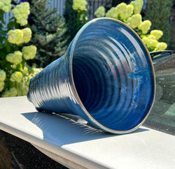 Blue Wide Mouth Vase