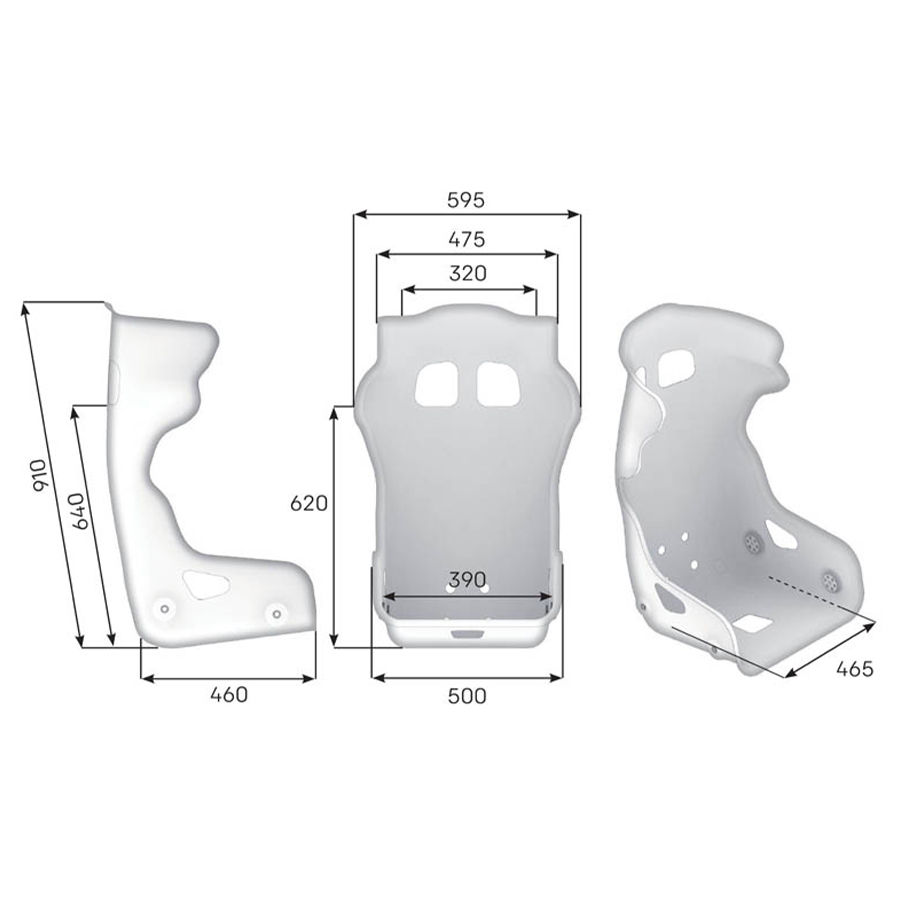 Miniature : Baquet OMP HTC ONE FIA Dimensions