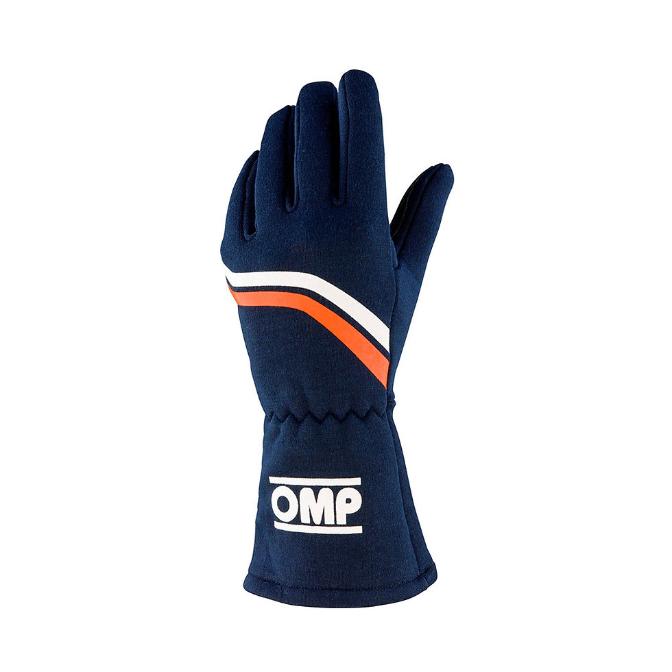 Miniature : Gants OMP Dijon FIA Bleu Marine & Orange Fluo