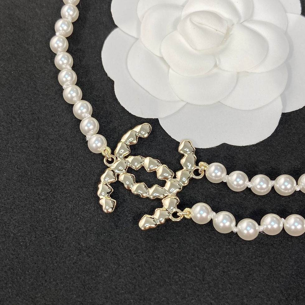 섬네일: 샤넬 숏진주 두줄 목걸이/#00198