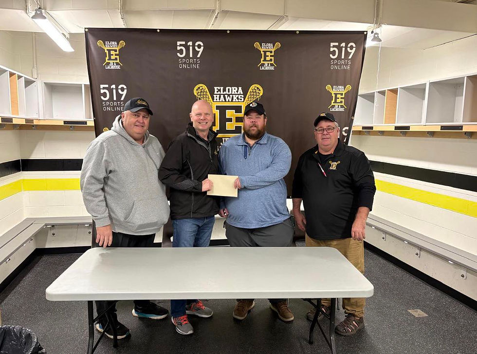The Mohawks Alumni are proud to support the Jr. A Hawks as they gear up for the upcoming season. Representing the Alumni were Vice President Mike Sealey, President Jeff Spies, and Past President Dan Morrison, presenting a donation to Hawks GM DJ Cleverly.       ----        Wishing the Hawks the best of luck this season!
