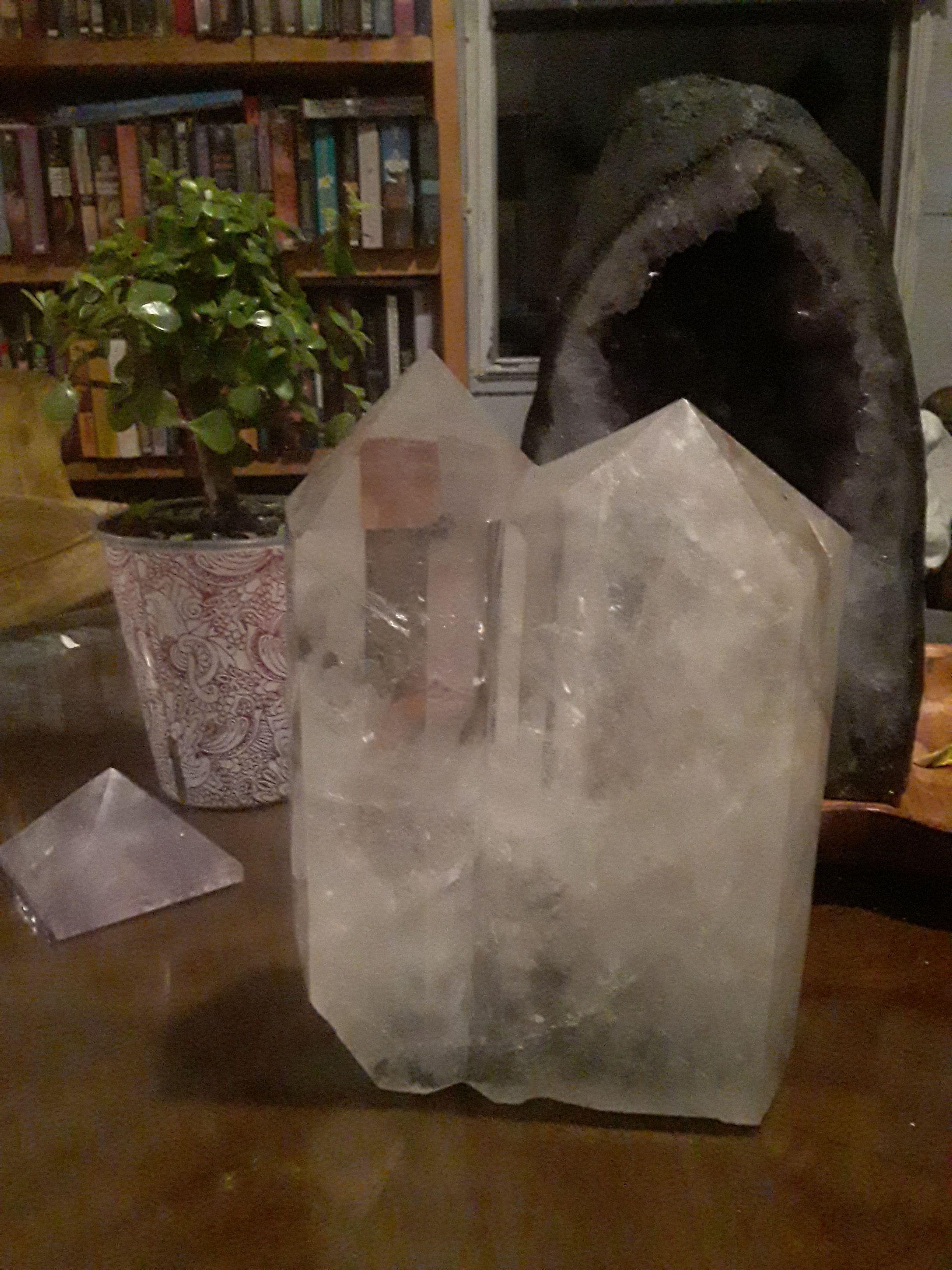 Double Tower Clear Quarts Obelisk