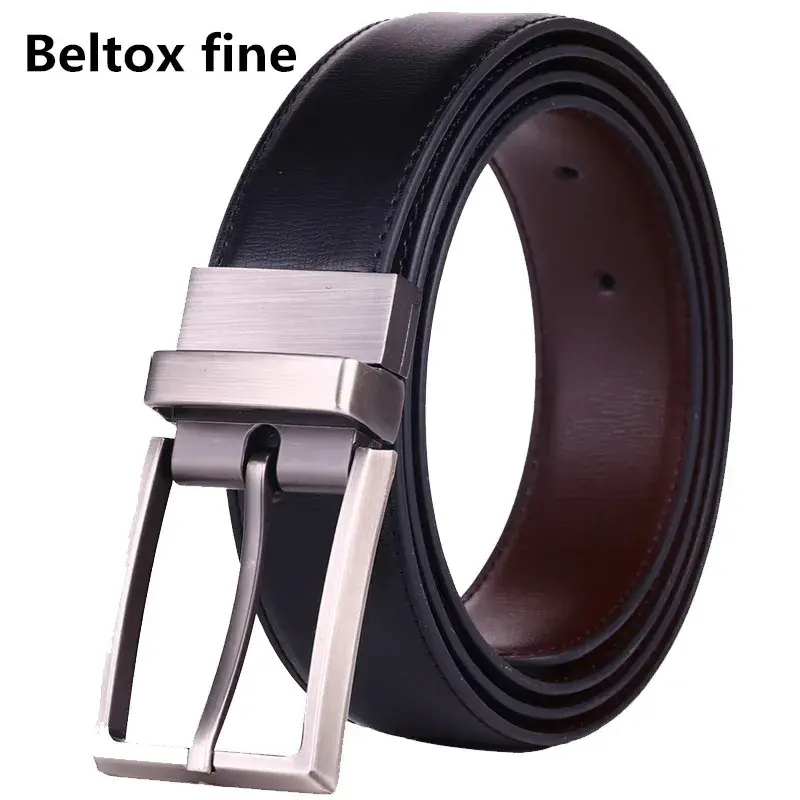 Thumbnail: 1Pcs Men's Leather Reversible Belt Rotated Buckle Ceinture Size 75-160cm