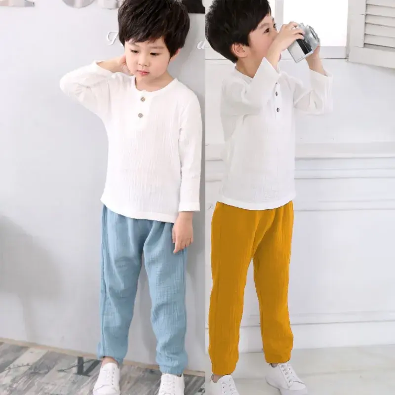 Thumbnail: Infant Baby Boy Girl Clothes Set for Party Long Sleeve Baby Shirts Loose Pant