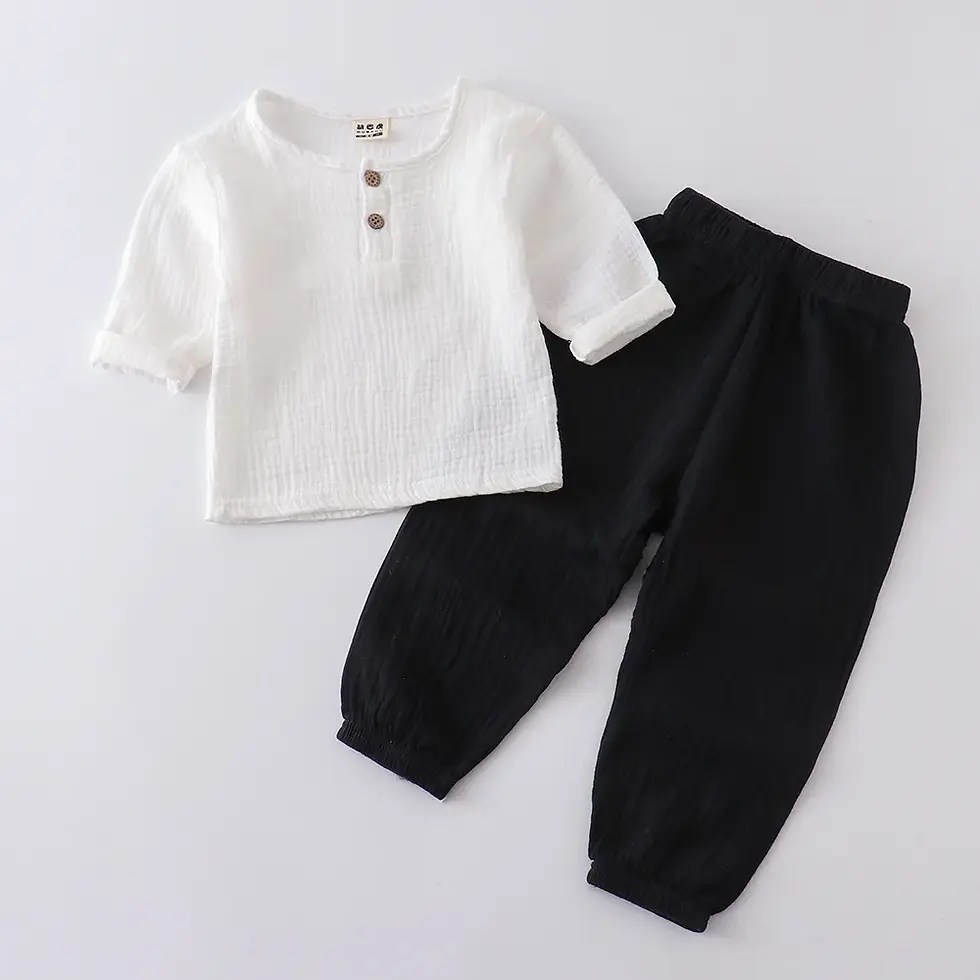 Thumbnail: Infant Baby Boy Girl Clothes Set for Party Long Sleeve Baby Shirts Loose Pant