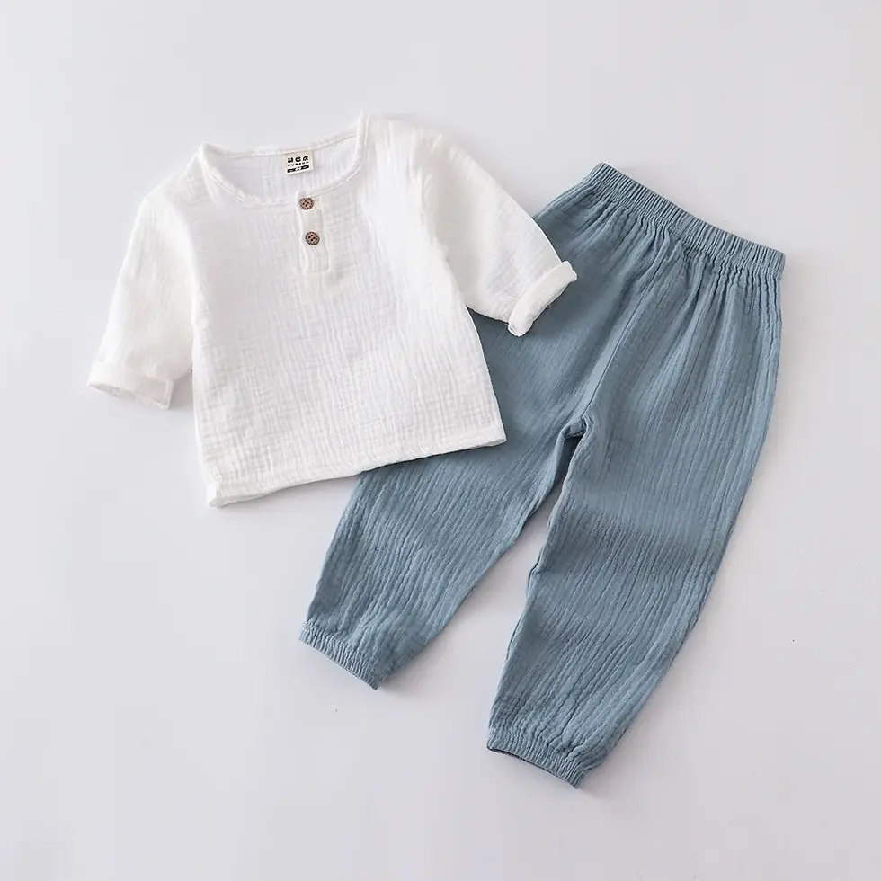 Thumbnail: Infant Baby Boy Girl Clothes Set for Party Long Sleeve Baby Shirts Loose Pant