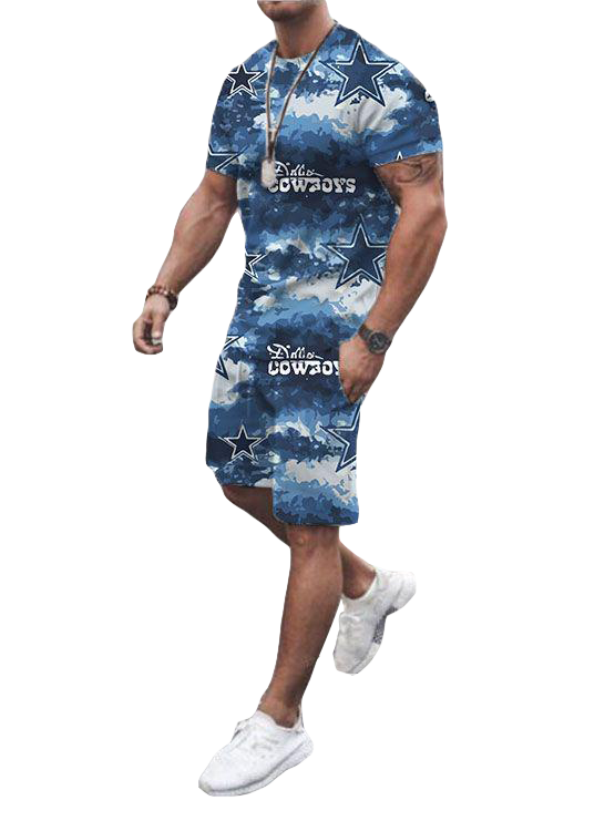 Thumbnail: Mens Jogger Sets Short Sleeve Street Wear Printed Mens Shirts and Shorts