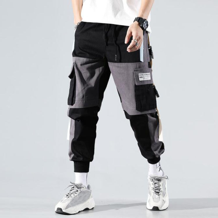 Thumbnail: Mens Multi Pockets Cargo Harem Pants Hip Hop Casual Male Track Pants