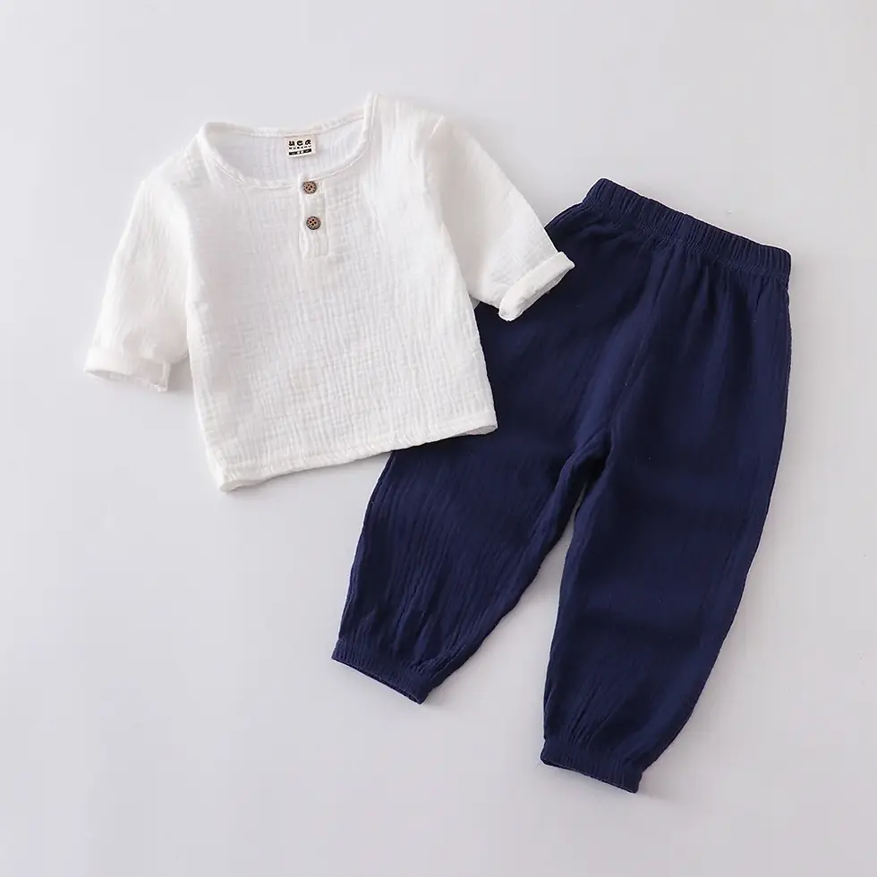 Thumbnail: Infant Baby Boy Girl Clothes Set for Party Long Sleeve Baby Shirts Loose Pant
