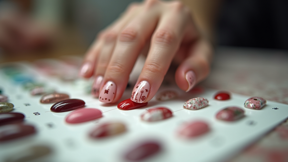 Eye-level view of a nail art display with various designs