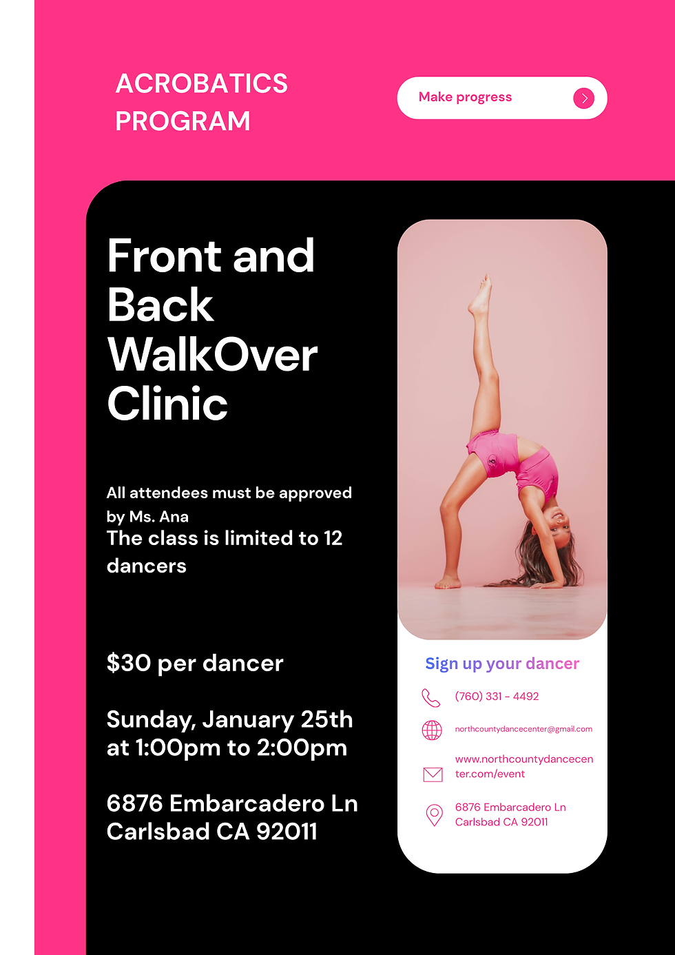 Front and Back Walk Over Clinic