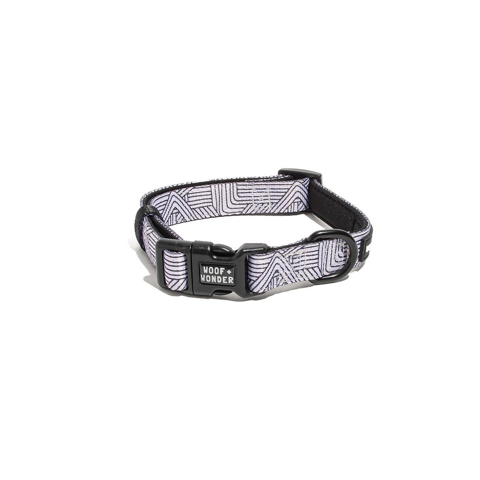 Woof & Wonder MED Minimalist Black and White Grid Lines Collar