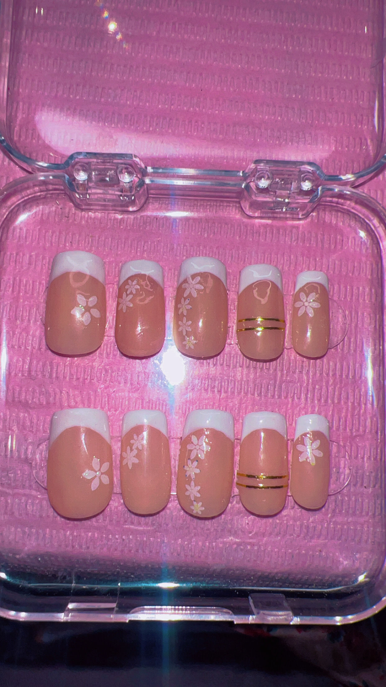 Classic French tip with flowers