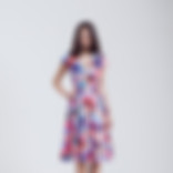 Fashion Model in Flowery Dress