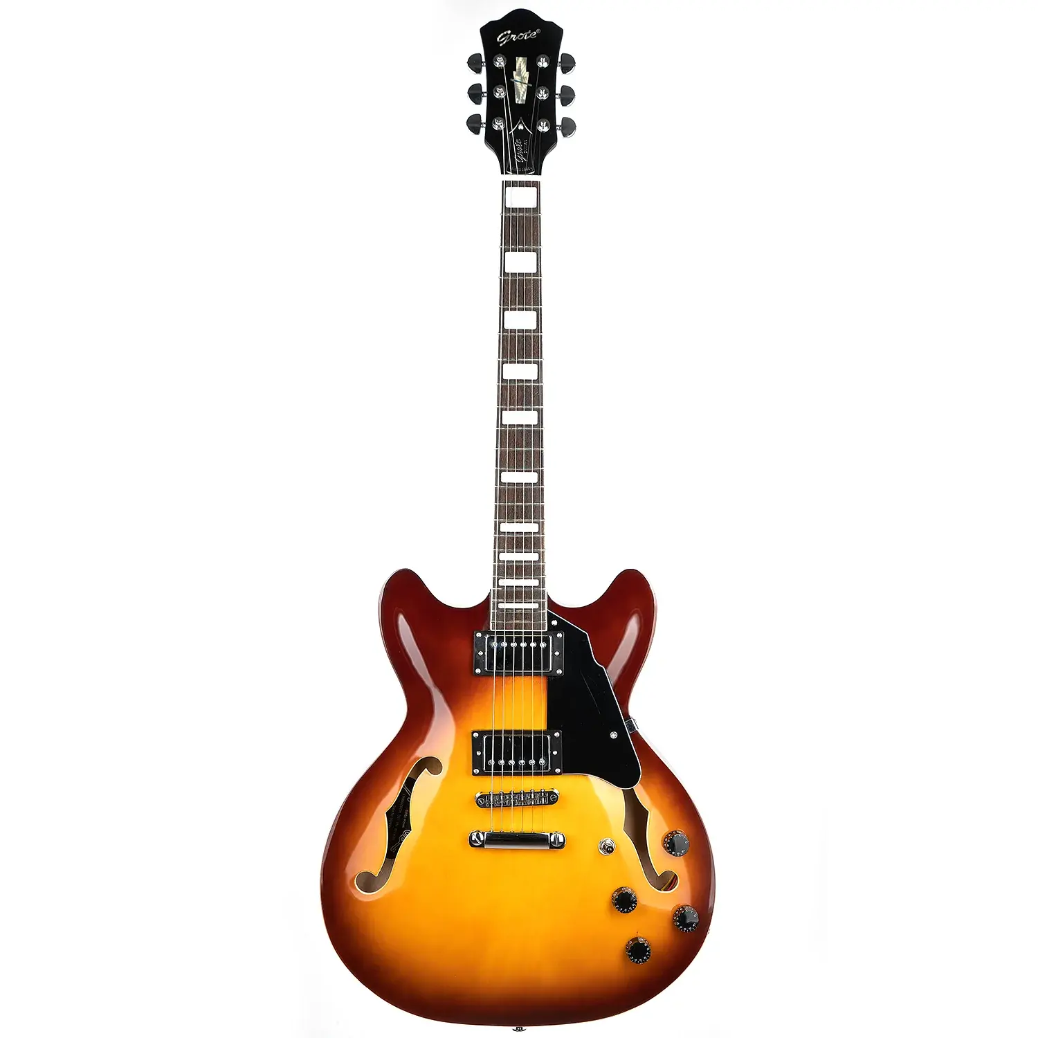 335 Style in Sunset Hollow-Body Electric Guitar. Dual Humbucker -Jazz/Blues/Rock