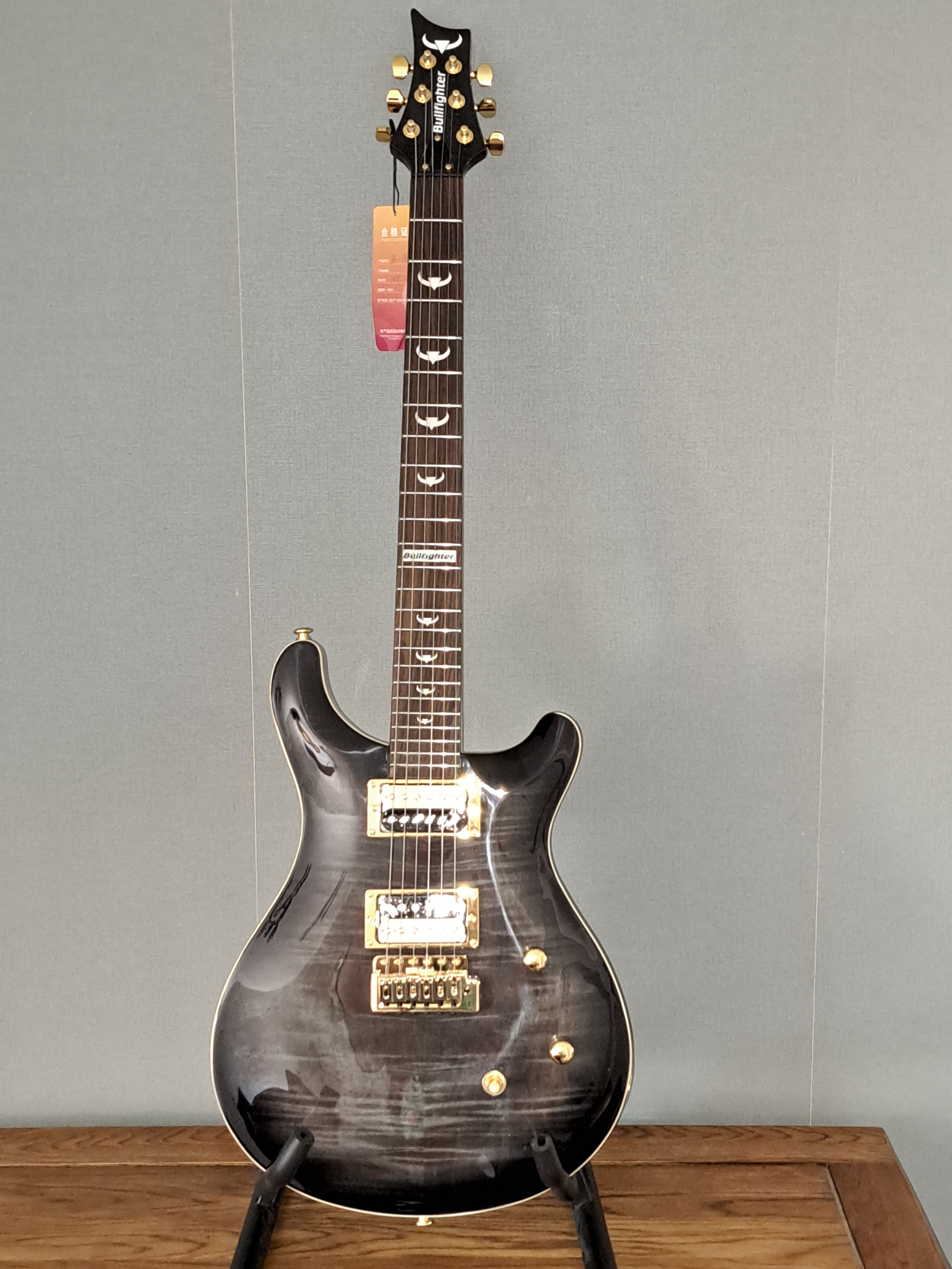 PRS Style Guitar Black flamed Maple, with gold colour hardwear dual Humbuckers