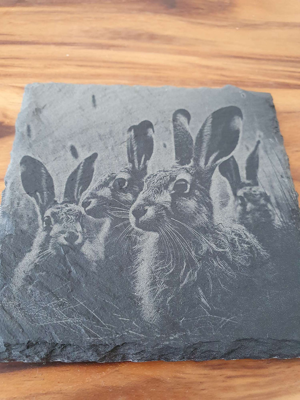Miniatyrbild: Nordiska djur: Hare - Graverat underlägg i skiffer