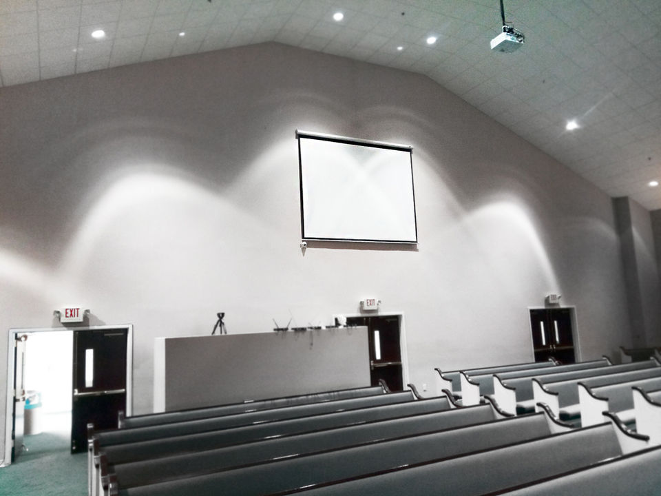 Atlanta house of worship TV projector and screen installation Atlanta Audio Video Runners TV Mounting TV Installation Projectors Screens TV Mount quote estimate 