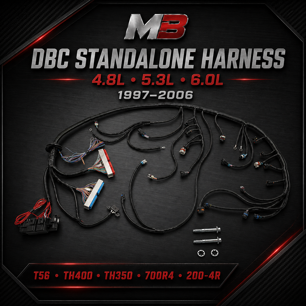 DBC 4.8, 5.3, 6.0 + T56 MANUAL TH350 TH400 STAND ALONE HARNESS 24X