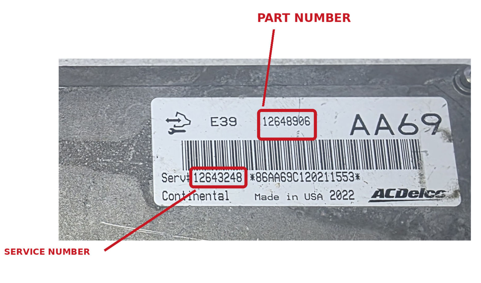 E39 -12648906 l 12643248 l ENGINE CONTROL MODULE