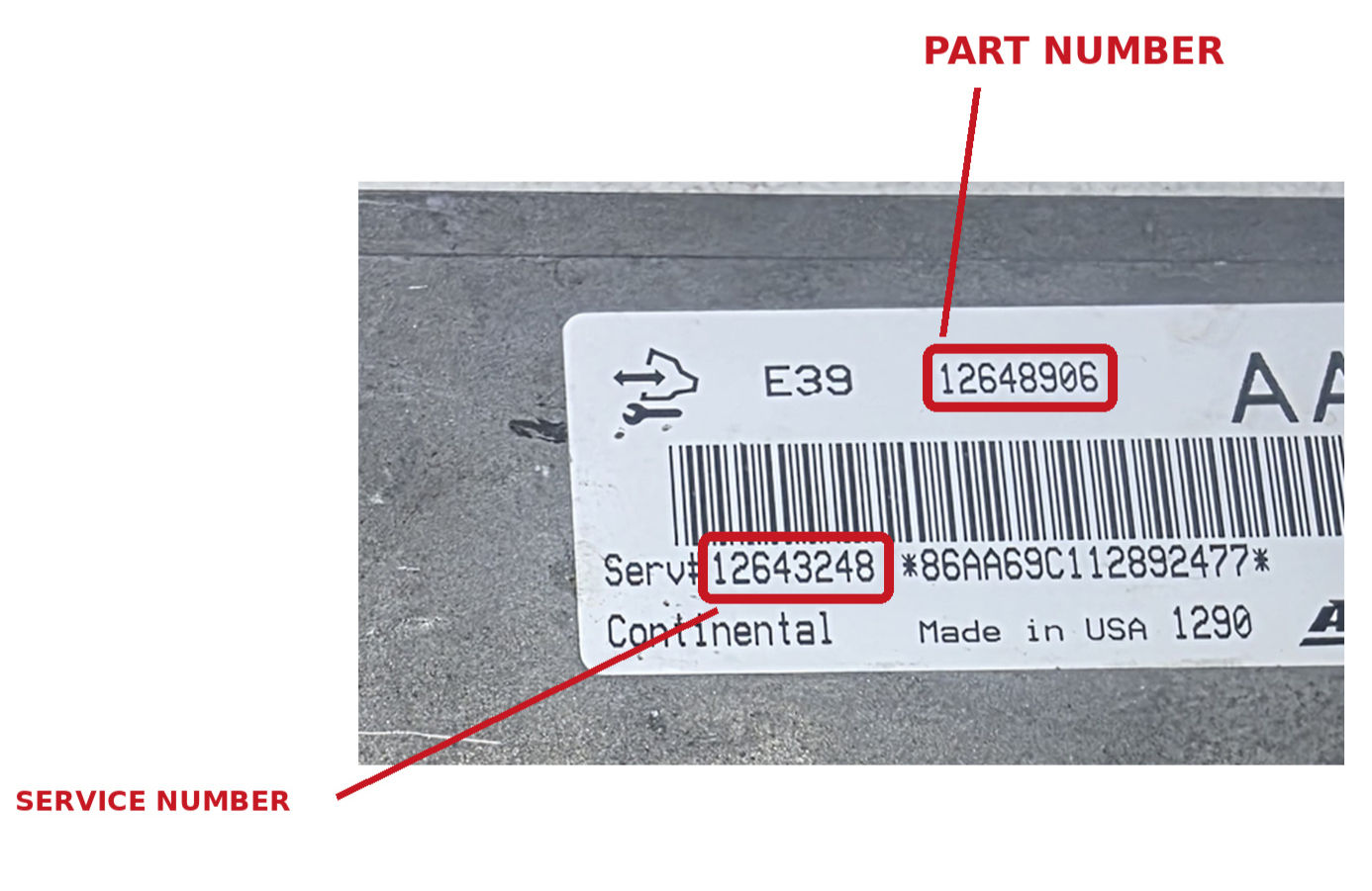 E39 -12648906 l 12643248 l ENGINE CONTROL MODULE
