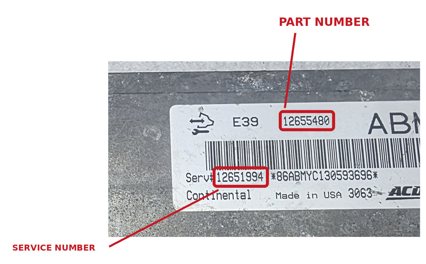 E39 -12655480 l 12651994 l ENGINE CONTROL MODULE