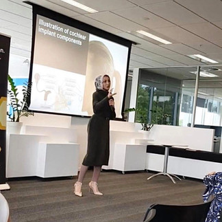 Hanin sharing her personal story at her workplace, GHD Engineering in Auckland.