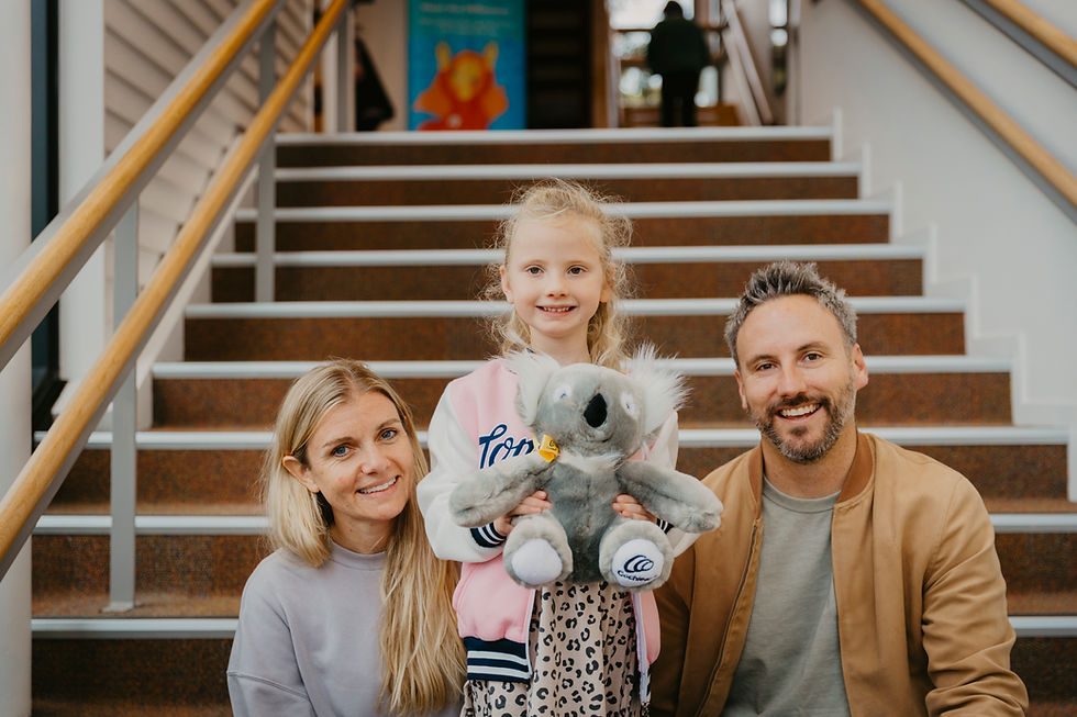 Sarah Percy with her six-year-old daughter Camden Logan and husband Jesse Logan.