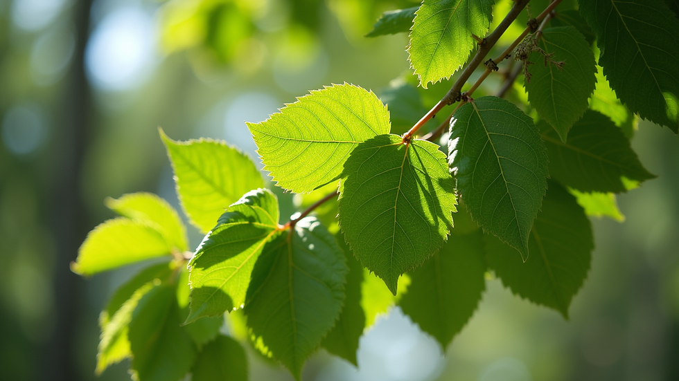 Eye-level view of a healthy tree with lush green leaves