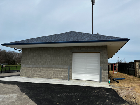 Middle of metalwork, soffit, gutters and downspouts project for the Clermont Northeastern High School Concession Stand.