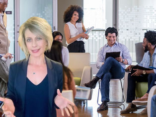 Facilitator guiding a diverse group in open discussion, with participants feeling safe to share their perspectives, symbolizing psychological safety and truth speaking in decision-making.