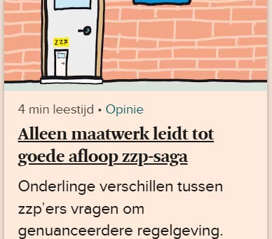 Alleen maatwerk leidt tot goede afloop zzp-saga