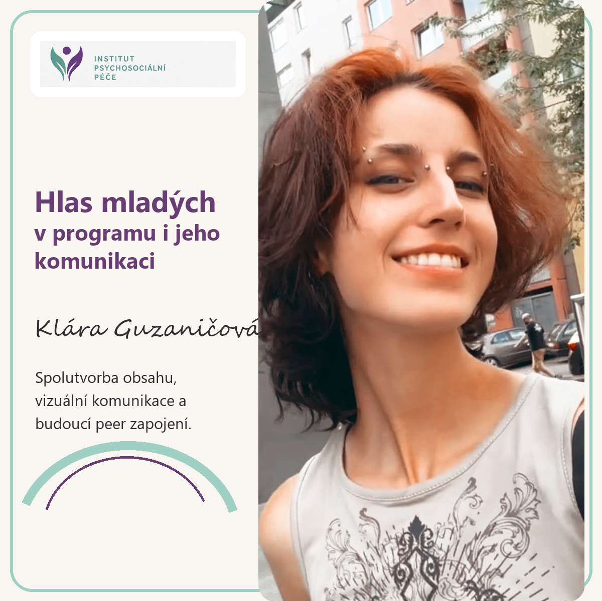 Klára Guzaničová – hlas mladých, designérka obsahu programu OPEN MIND a budoucí peer konzultantka.