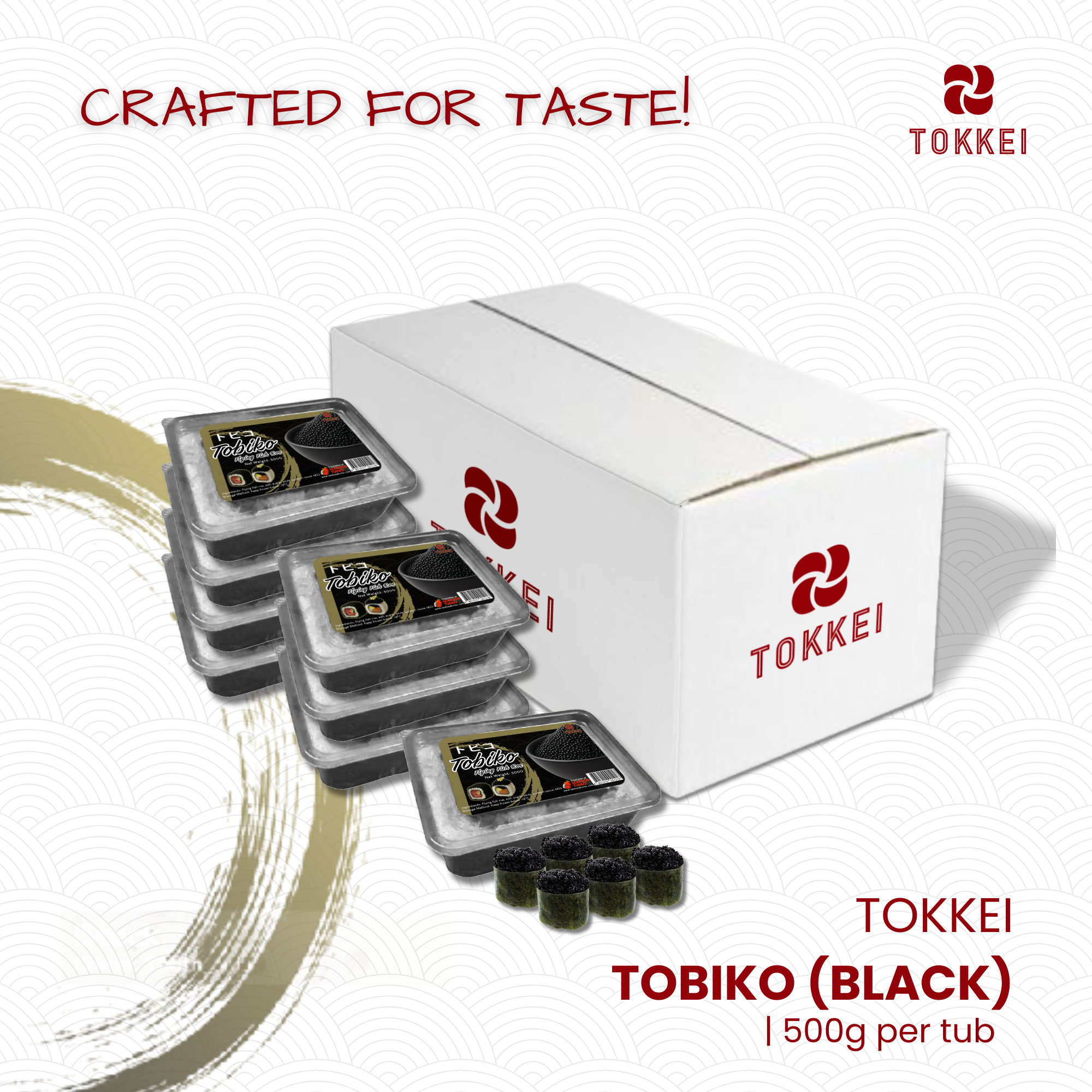 TOKKEI Tobiko Black | 500g/Tub | 20Tubs/Box