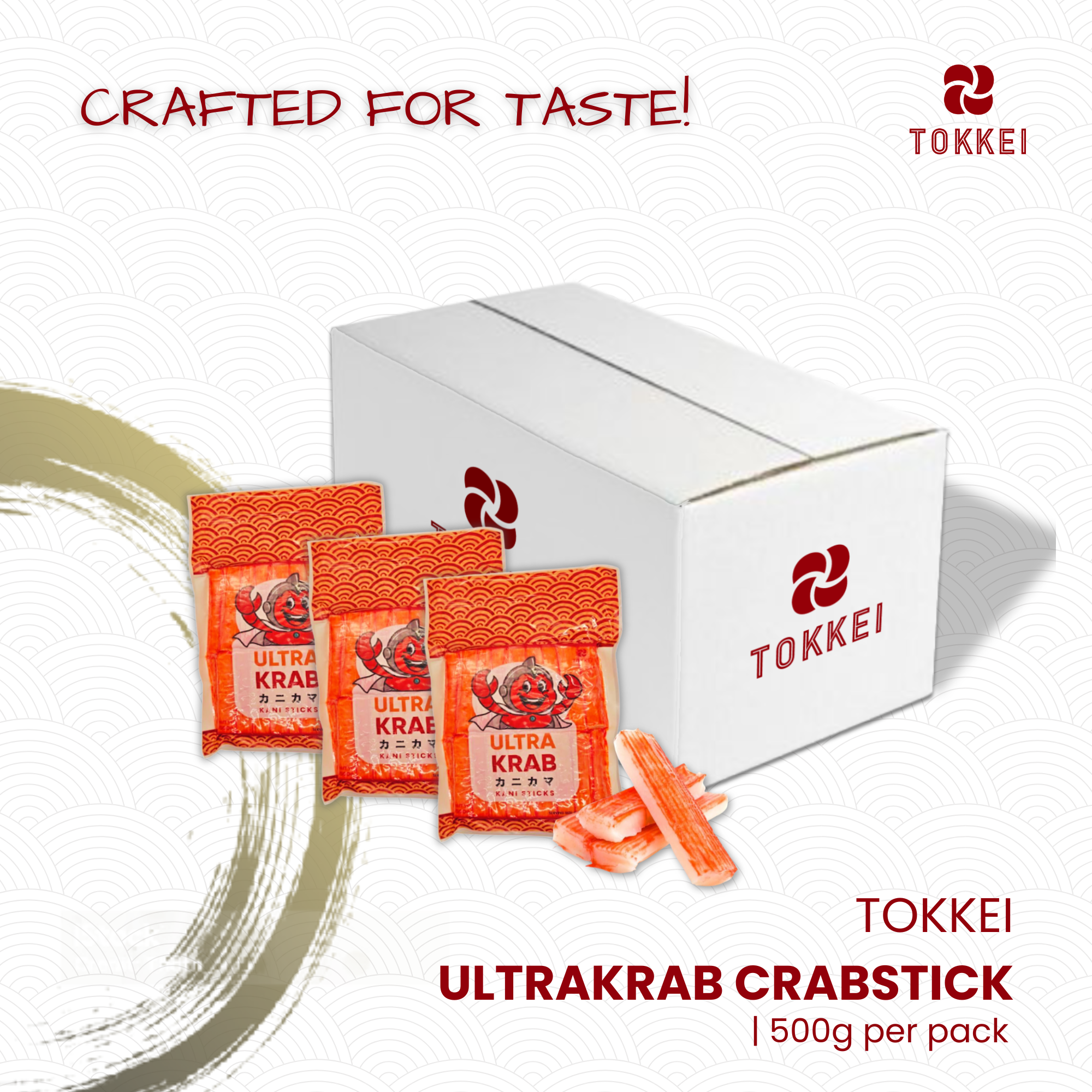 TOKKEI Ultra Krab Crabstick | 500g/pack, 20 packs/box