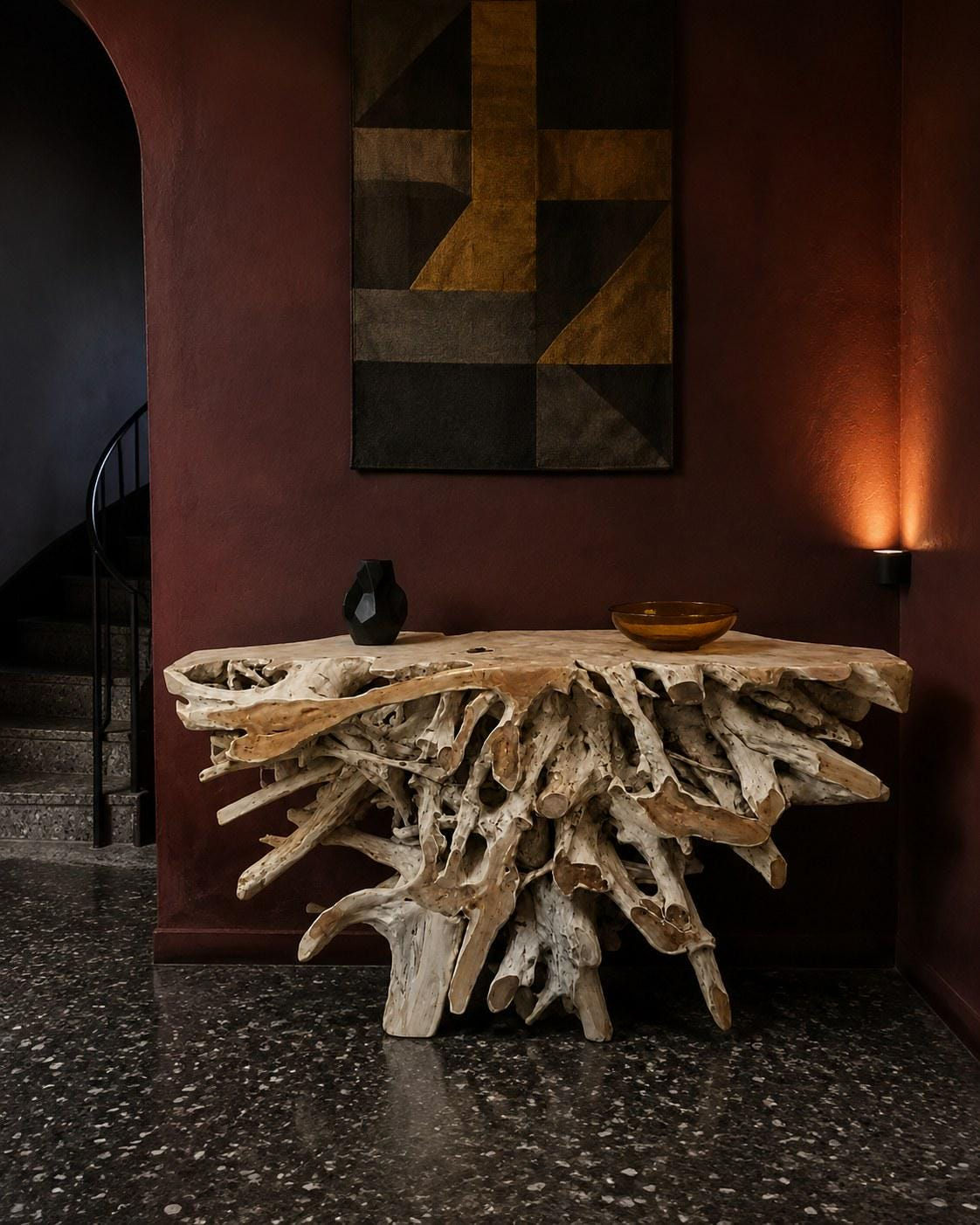 Harvest — 63" Natural Teak Root Console Table