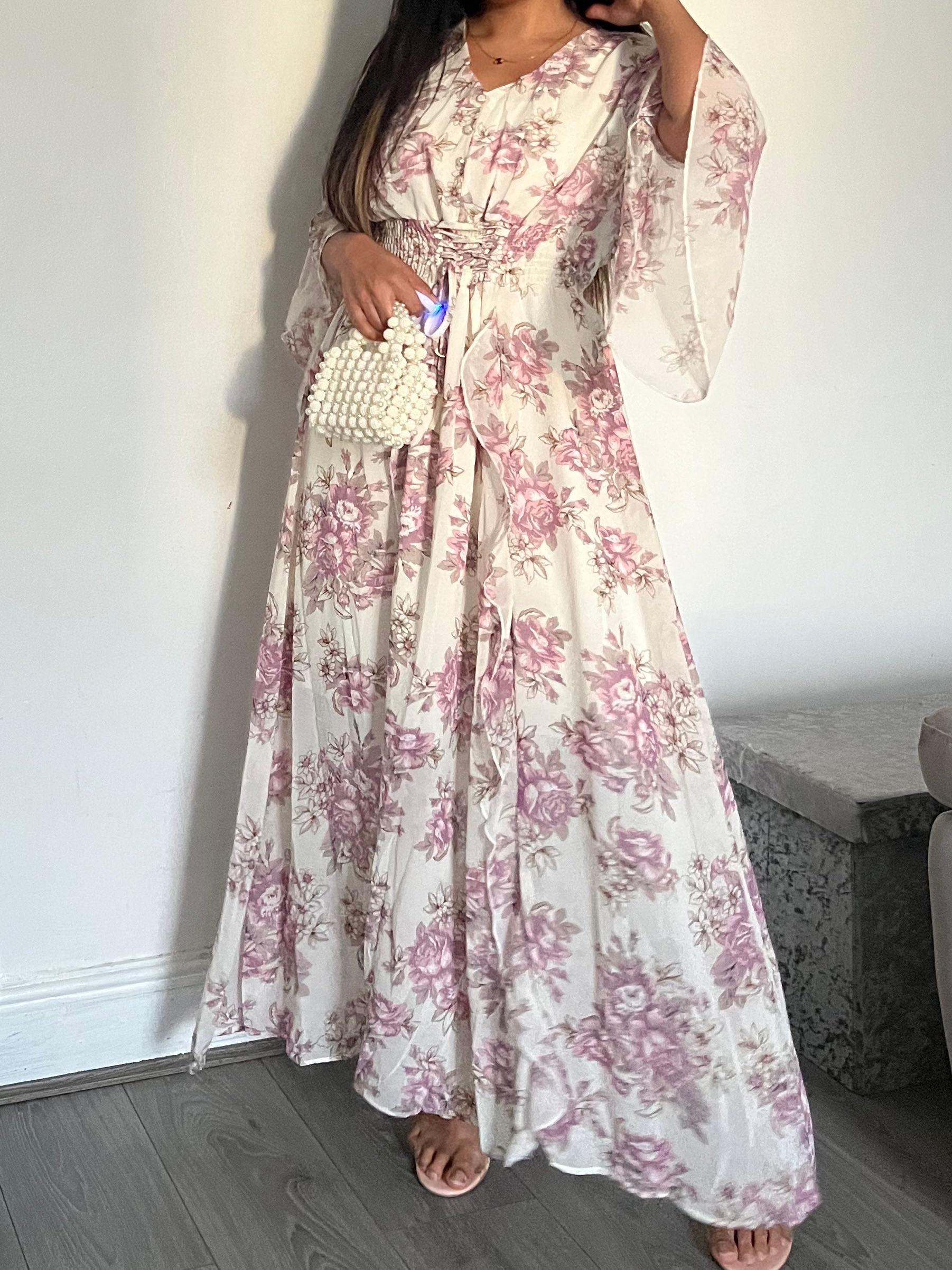 FLORAL DRESS - WHITE