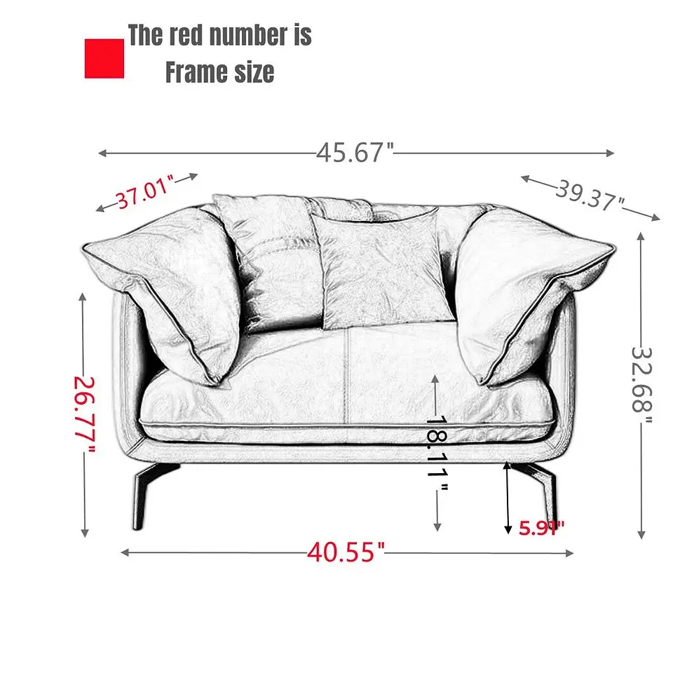 Thumbnail: Italian Minimalist Leather Down Cushion Single Sofa With Ottoman 2537