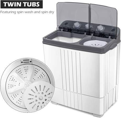 Thumbnail: COSTWAY Portable Washing Machine Twin Tub 20Lbs Washer 2202