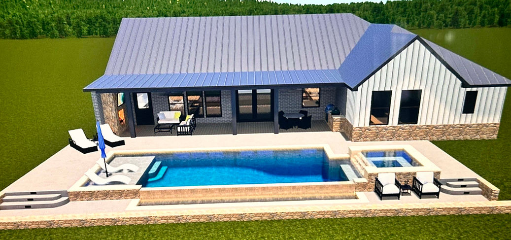 Plunge pool with concrete deck and landscaped lawn in a Dallas, TX backyard