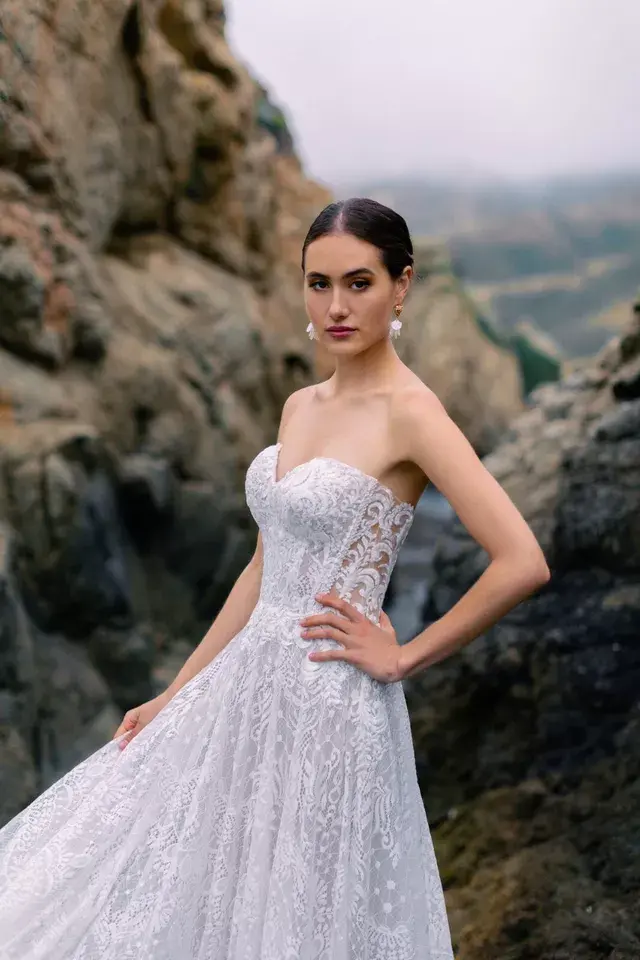 Thumbnail: Wilderly Allure Wedding Dress BECCA Size 16 Ivory/ch/nude NEW!