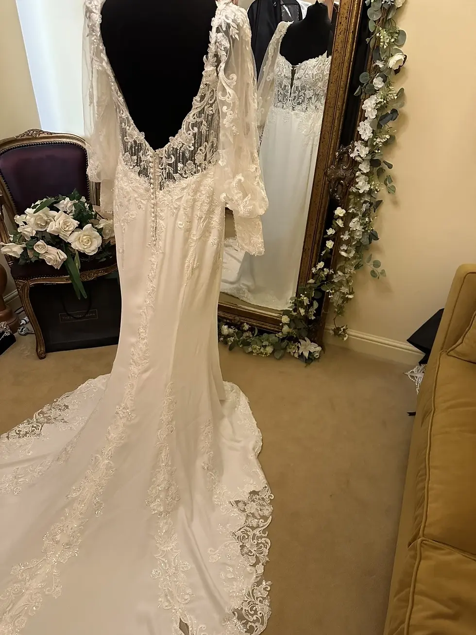 Thumbnail: Justin Alexander IZARA Size 18 Ivory/Ivory/Latte with sleeves! NEW
