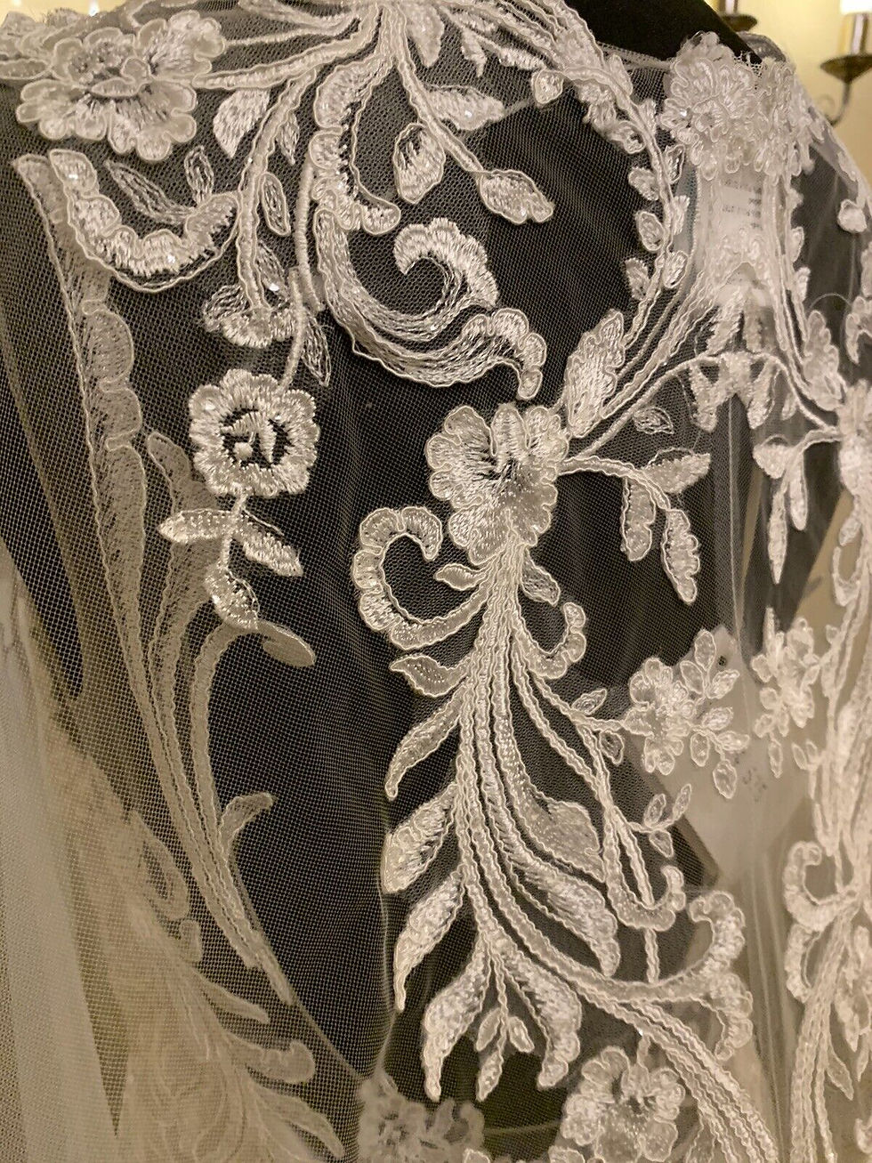 Thumbnail: Enzoani Lunaire plus cape Size 14 Ivory/ivory  NEW!!