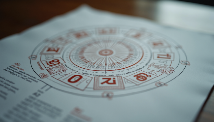 Eye-level view of a printed numerology chart with highlighted Life Path and Destiny numbers