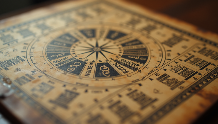 Close-up view of ancient numerology chart with numbers and symbols