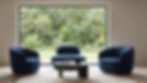 Modern blue seating area for a numerologist in Chandigarh