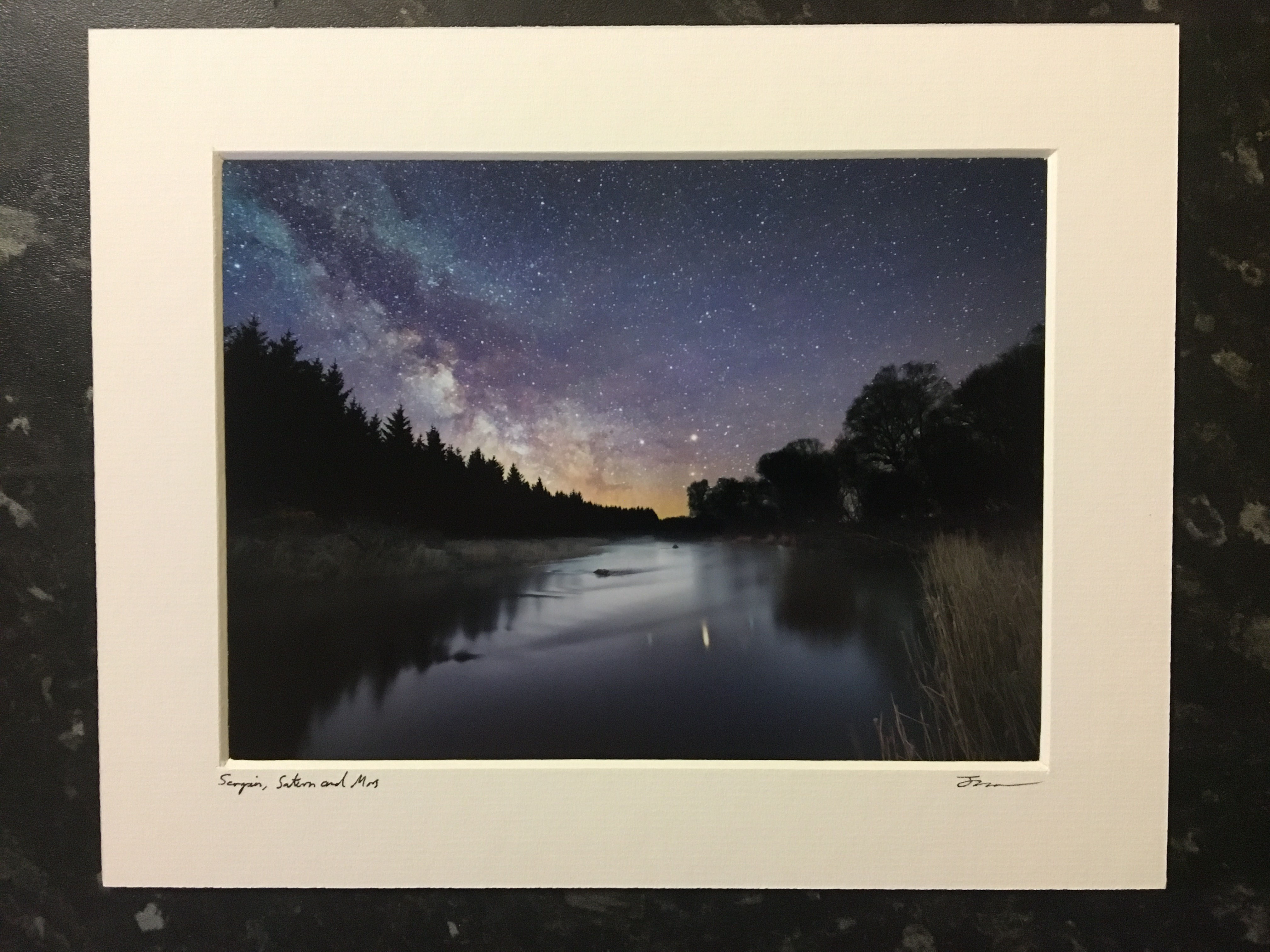 Scorpius, Saturn and Mars - Mounted Astrophotography Print