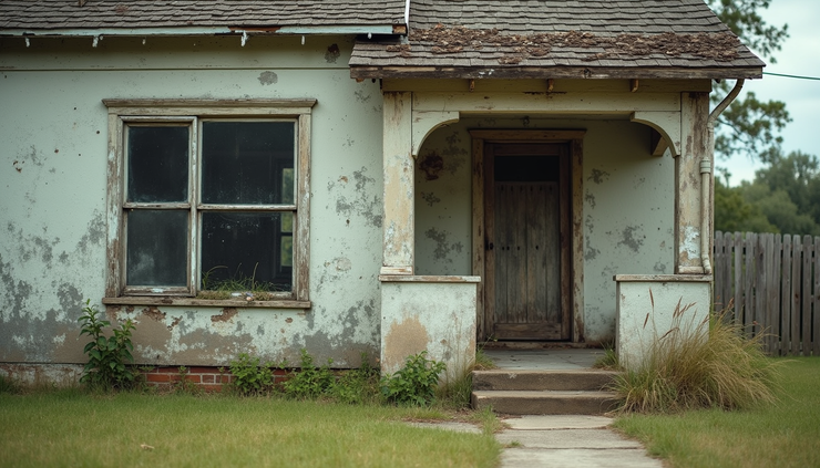 Close-up view of a Pensacola home with outdated exterior needing renovation