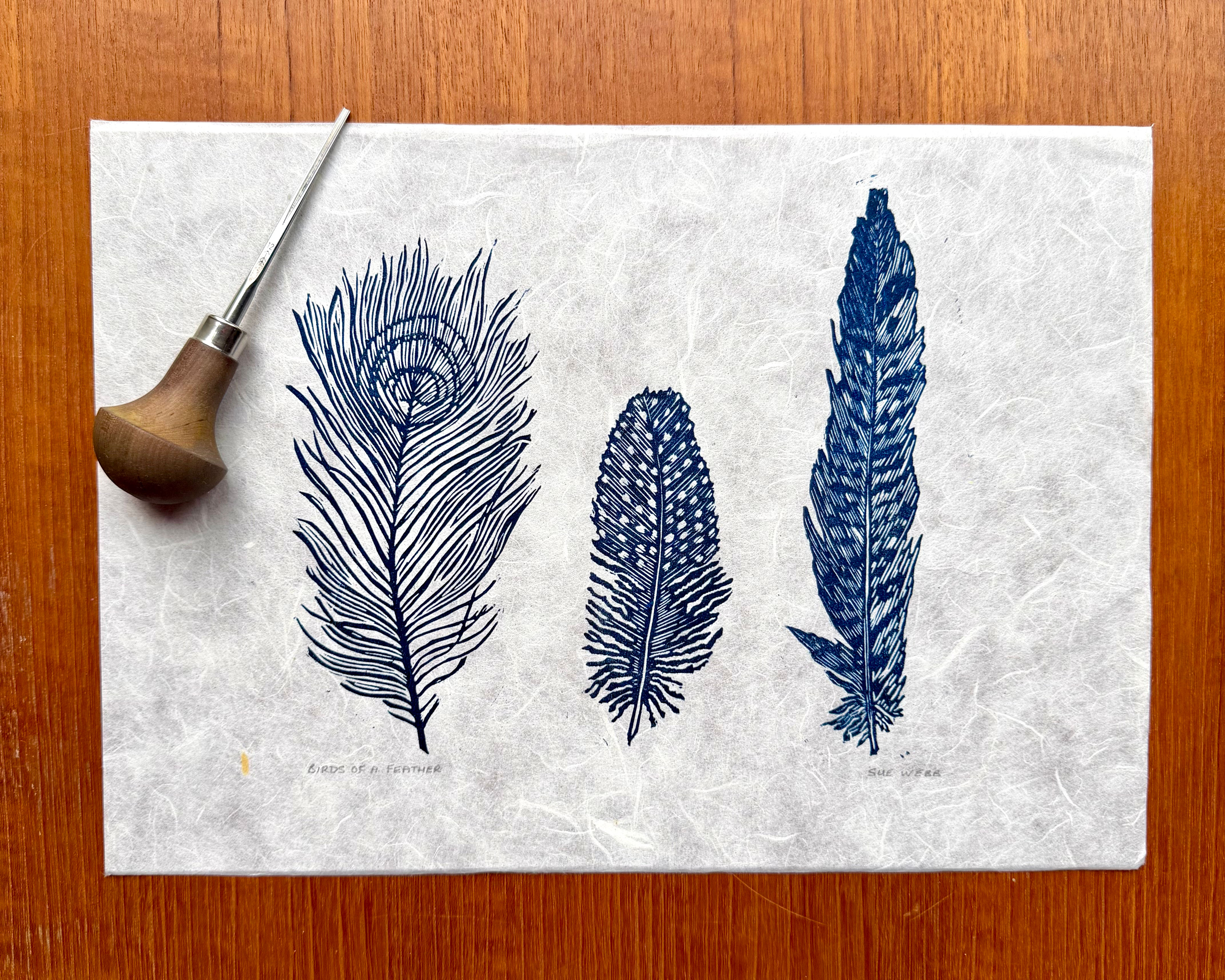 'Birds of a Feather' original open edition linocut print