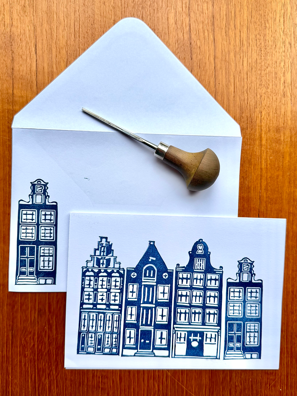 Thumbnail: Amsterdam original hand printed greeting cards with matching envelopes